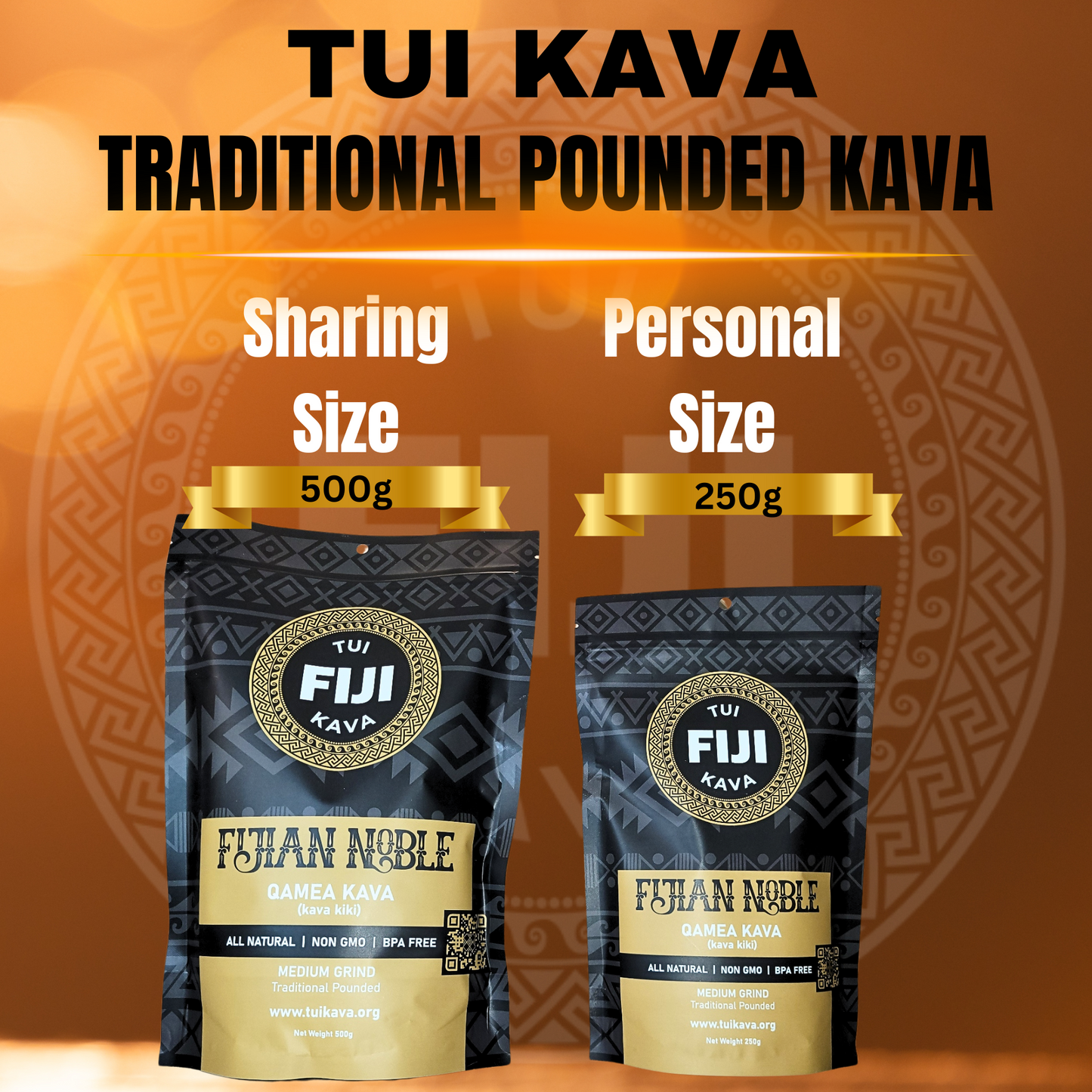 TUI KAVA TRADITIONAL POUNDED WELLNESS KAVA - 500g (1lb 2oz) Medium Grind - Sharing Size