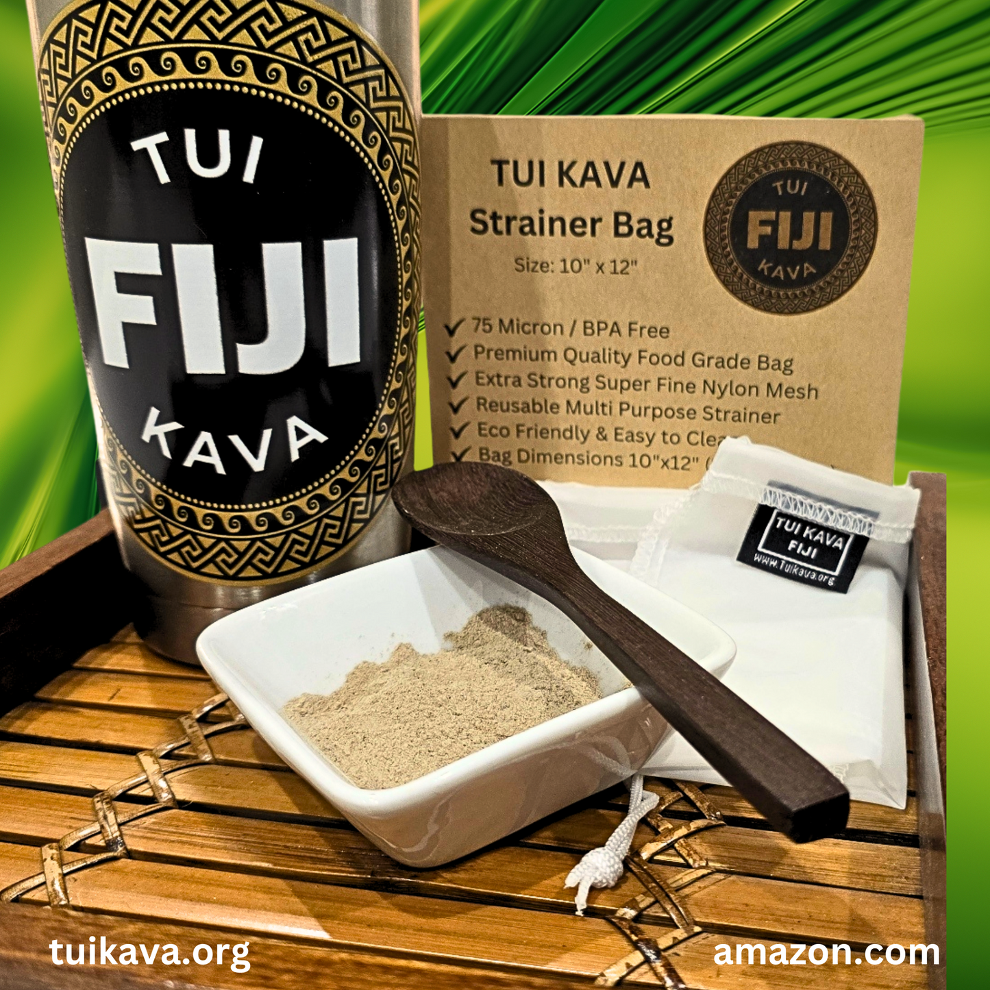 TUI KAVA TRADITIONAL POUNDED WELLNESS KAVA - 500g (1lb 2oz) Medium Grind - Sharing Size