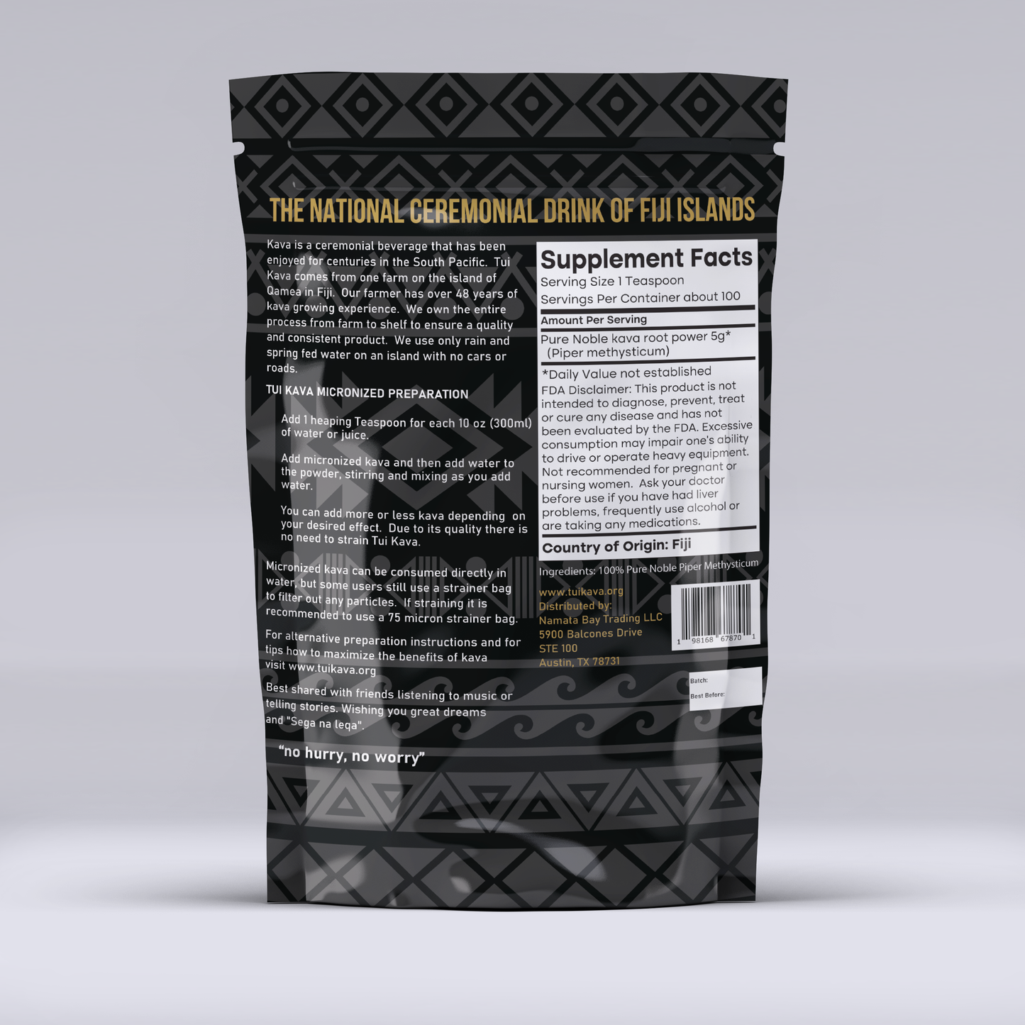 TUI KAVA MICRONIZED WELLNESS KAVA - 500g (1.1 lbs) - Sharing Size